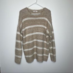 Calvin Klein Tan and Cream Striped Sweater